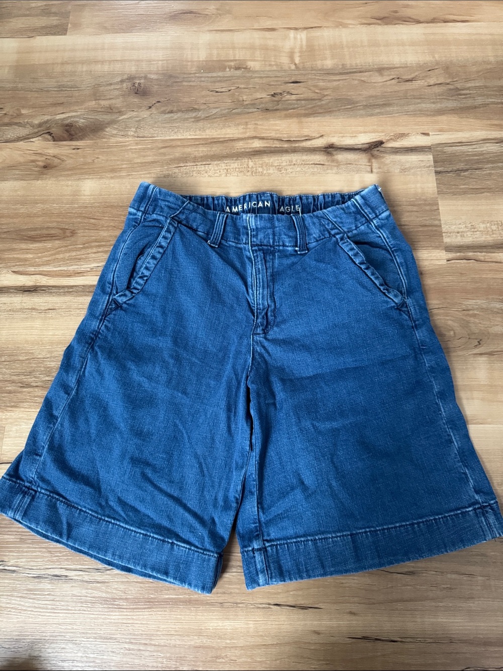 American Eagle Outfitters Dark Blue Denim Relaxed Jean Shorts